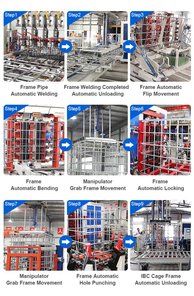 Electric IBC Tote Cage Welding Machine 50Hz PLC Control 225KVA 2